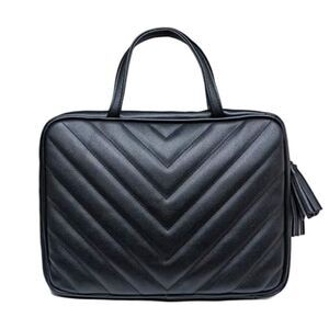 Ms. Lovely Chevron Toiletry Travel Bag - 22"L x 9"W x 3.5"H - Black